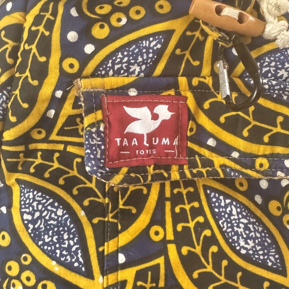 Taaluma Ivory Coast‎ Tote Backpack Blue Yellow Burlap - Picture 3 of 7